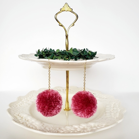 Hand Crafted Jewelry - pom pom earrings boho